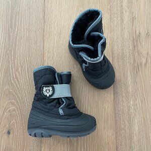 Kamik Snow Boots Toddler 6 Snowbug Black Gray Faux Fur Winter Grey Shoes Kids